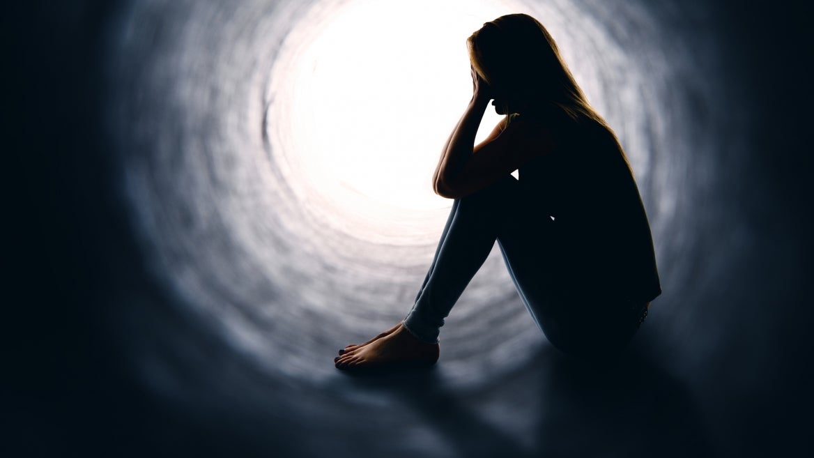 illustration of a lost person in a tunnel