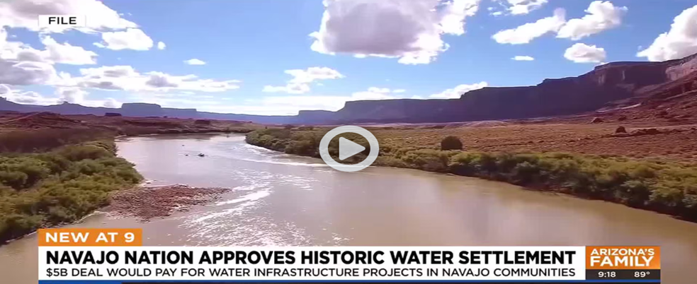 Screenshot of TV News report on historic water settlement for Navajo Nation
