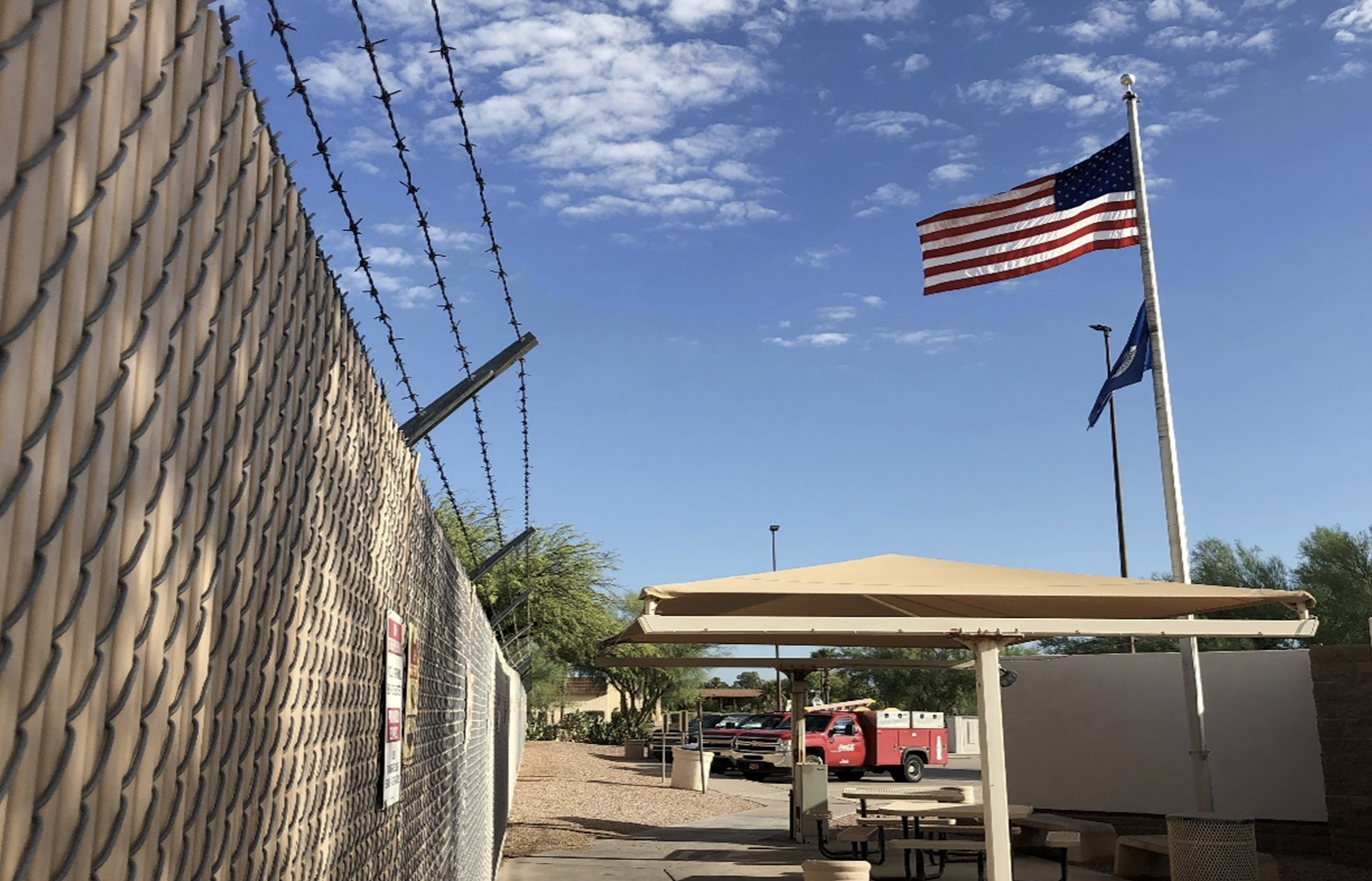 Fencing with American flag