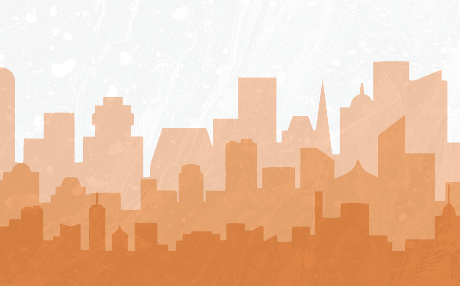 Graphic of a skyline with multiple layers
