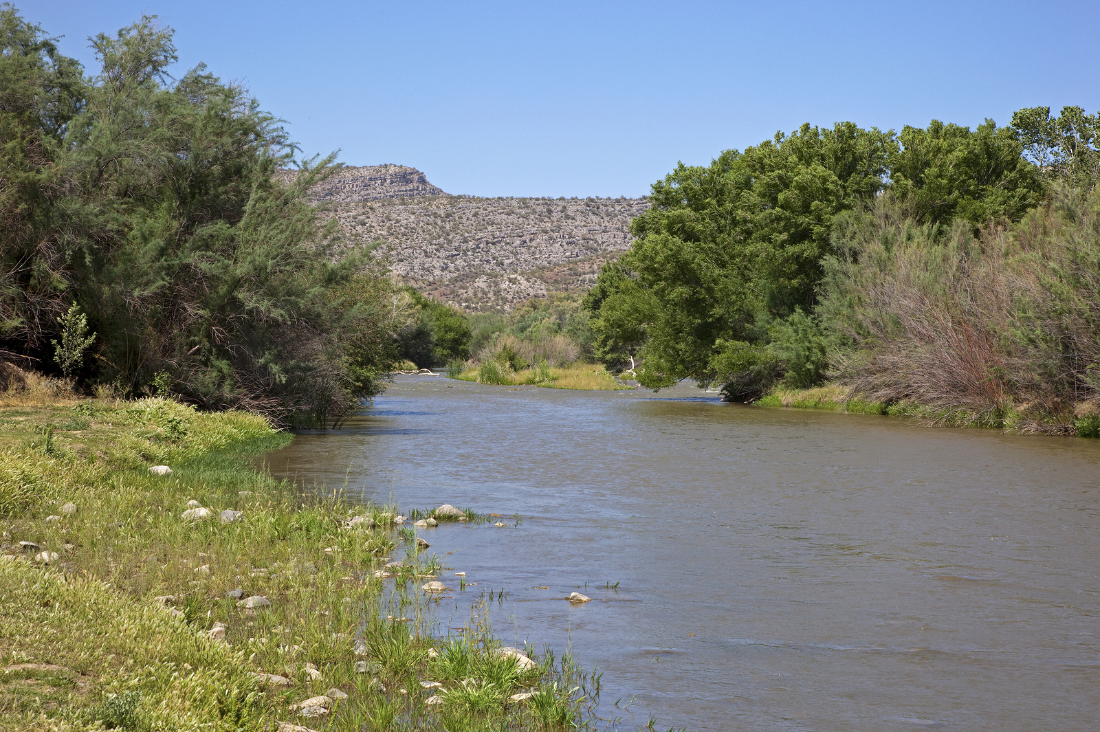 Gila River flowing at Winkelman Flats, Arizona Gila River flowing at Winkelman Flats, Arizona