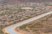 Canal near a housing development