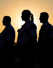 Silhouettes of public service figures